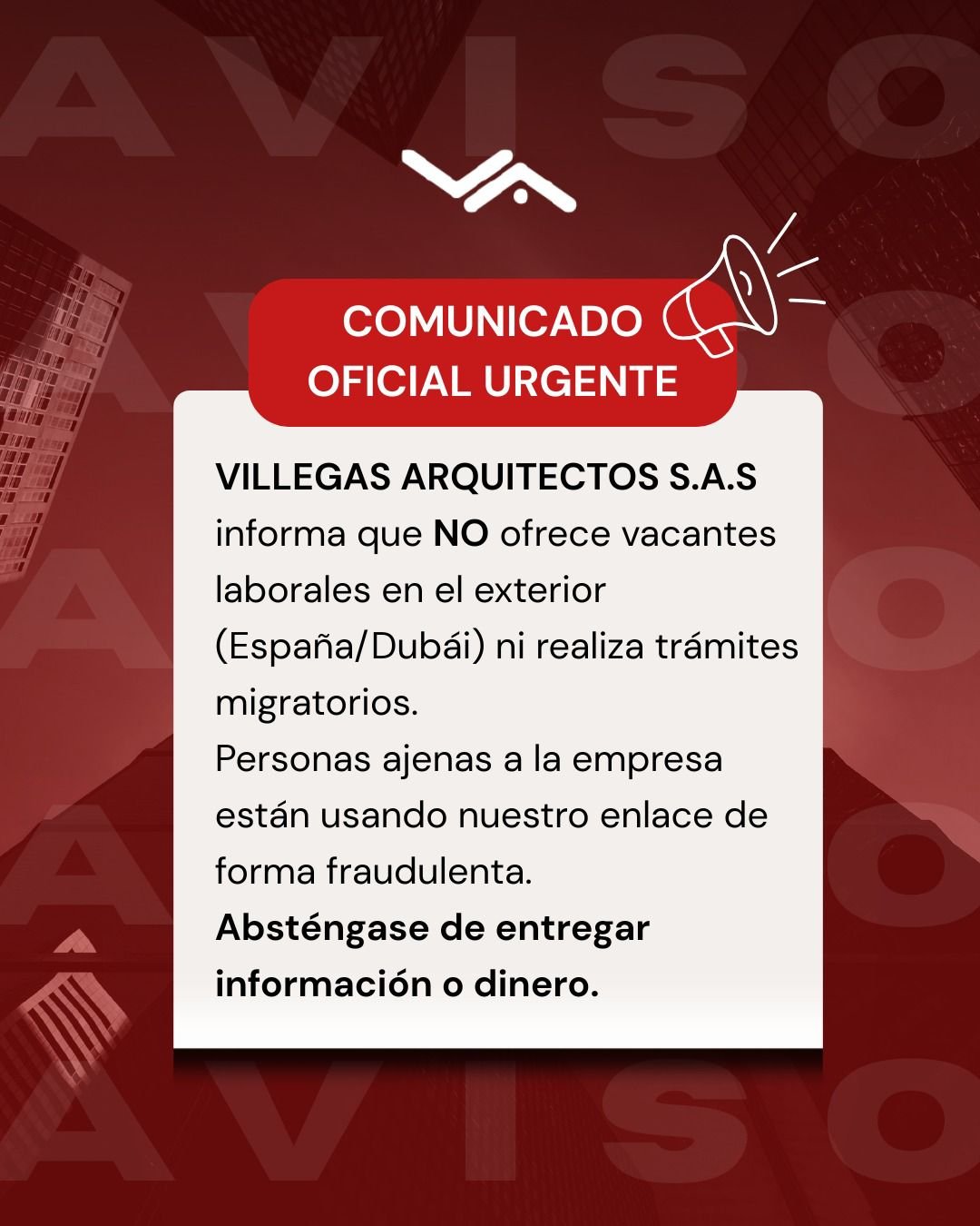 Comunicado villegas arquitectos